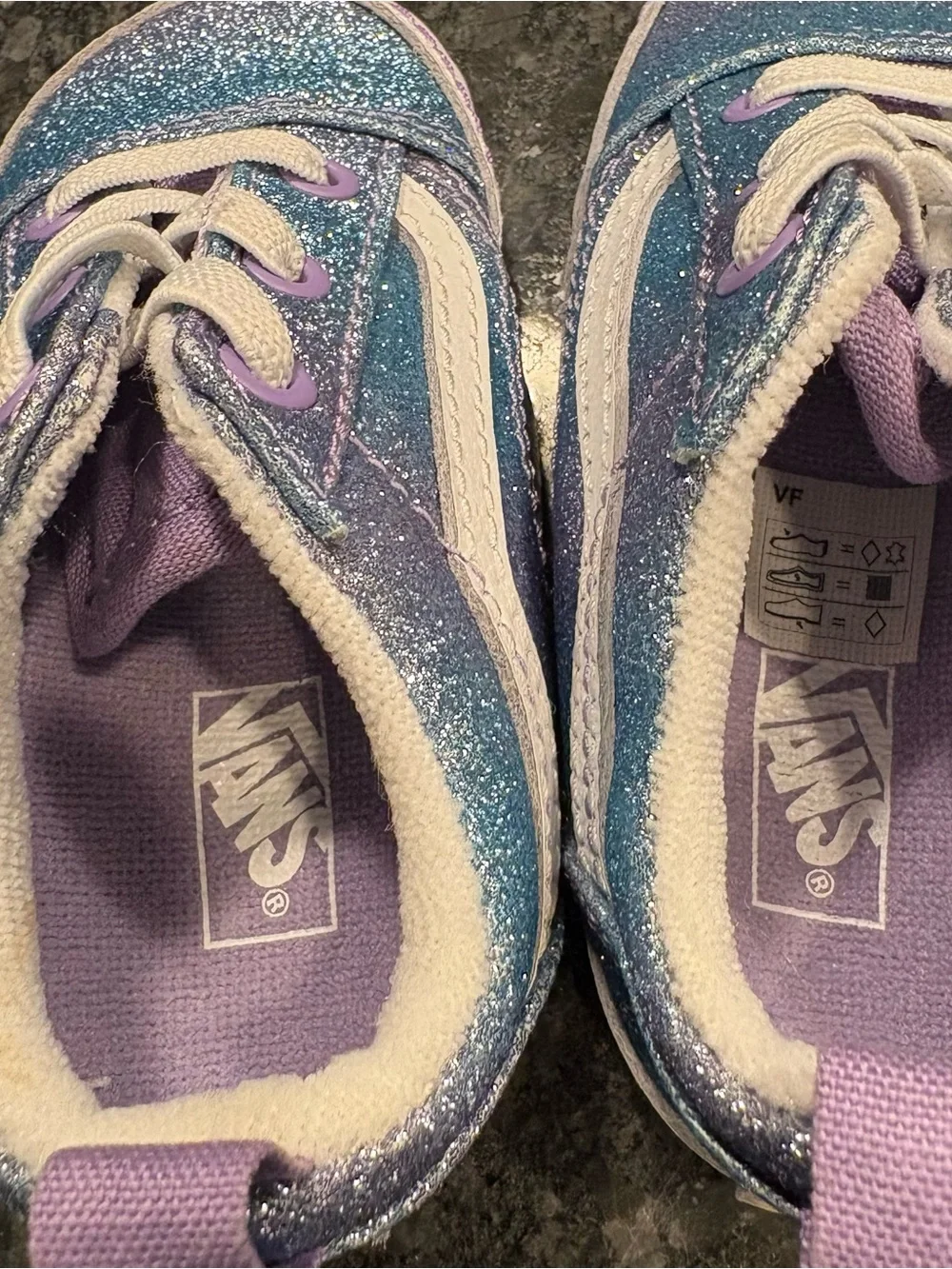 Vans Toddler Glitter Blue and Purple Slip-On Style Sneakers Crib shoes